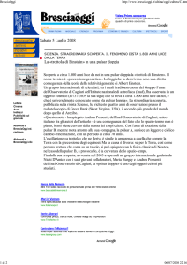 Sabato 5 Luglio 2008 La «trottola di Einstein» in una pulsar doppia