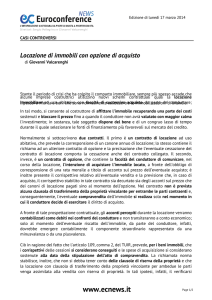 Locazione di immobili con opzione di acquisto