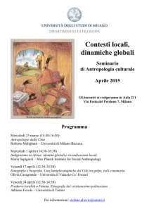 Locandina Seminario di Antropologia culturale Aprile 2015