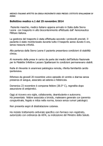 Bollettino medico n.1 del 25 novembre 2014 Paziente maschio