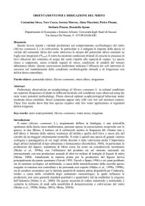 ORIENTAMENTI PER L`IRRIGAZIONE DEL MIRTO Costantino Sirca