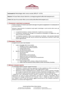Metodologia della ricerca sociale 6 CFU