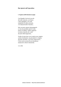 Due ipotesi sull`Apocalisse: 1. Il giorno dell`attentato al Papa 2