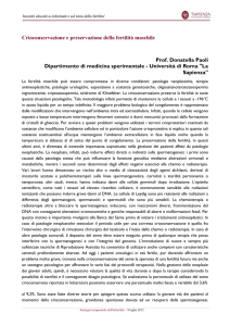 Crioconservazione e preservazione della fertilità maschile