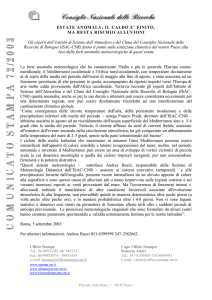 Il documento dell` Istituto di scienze dell` atmosfera e del clima del