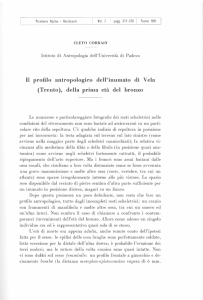 Il profilo antropologico dell`inumato di Vela (Trento)