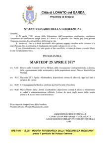 MARTEDI` 25 APRILE 2017 - Comune di Lonato del Garda