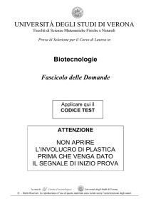 UNIVERSITÀ DEGLI STUDI DI VERONA Biotecnologie Fascicolo
