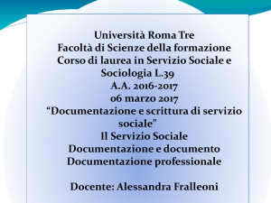 Università Roma Tre Facoltà di Scienze della formazione Corso di