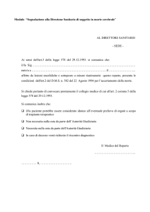 Segnalazione alla Direzione Sanitaria di soggetto in morte cerebrale