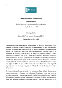 L`Italia nell`era della Globalizzazione Giuseppe Berta Abstract dell