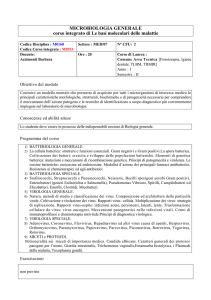 MICROBIOLOGIA GENERALE corso integrato di Le basi molecolari