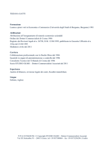 TIZIANA GATTI Formazione Laurea a pieni voti in Economia e