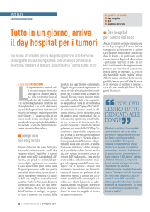 Tutto in un giorno, arriva il day hospital per i tumori