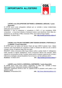 Oppurtunità all`estero – 13 ottobre 2015