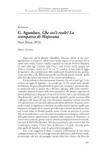 Recensione G. Agamben, Che cos`è reale? La scomparsa di Majorana