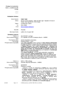 FORMATO EUROPEO PER IL CURRICULUM