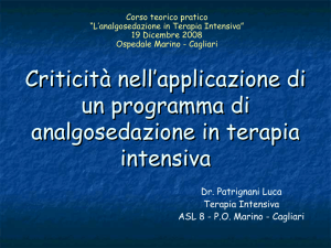 Criticità nell`applicazione di un programma di analgosedazione in