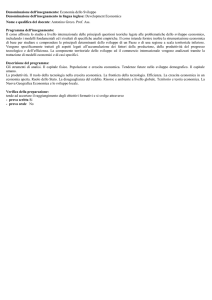 Denominazione dell`insegnamento: Economia dello Sviluppo