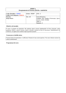 FISICA Insegnamento di Scienze fisiche e statistiche