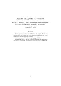 Appunti di Algebra e Geometria.