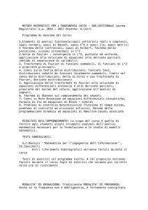 METODI MATEMATICI PER L`INGEGNERIA (6CFU