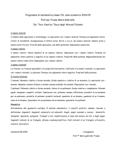 Programma di matematica,classe 1aA, anno scolastico 2014/15 Prof