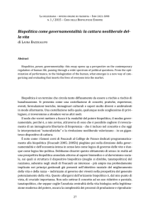 Biopolitica come governamentalità: la cattura neoliberale del