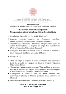 Le diverse Italie dell`accoglienza