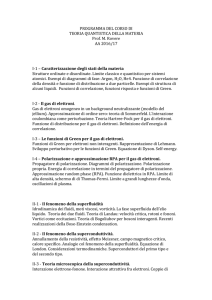 PROGRAMMA DEL CORSO DI TEORIA QUANTISTICA DELLA