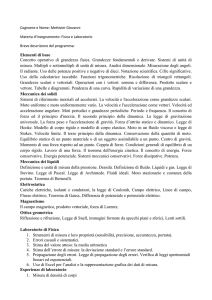Elementi di base Concetto operativo di grandezza fisica. Grandezze