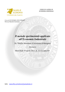 Il metodo sperimentale applicato all`Economia Industriale