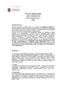 ATTIVITA` LABORATORIALI 3 CFU