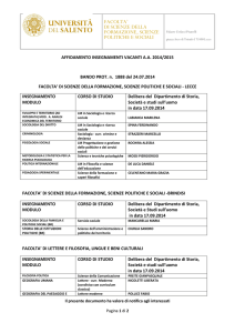 esiti - unisalento – scienze della formazione