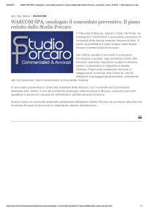 WARCOM SPA, omologato il concordato preventivo. Il piano redatto