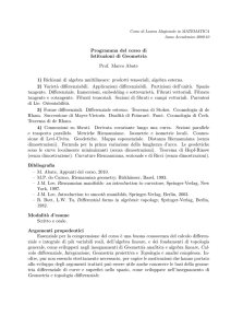 Programma del corso di Istituzioni di Geometria Prof. Marco Abate 1