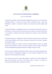 LO STATUTO D`AUTONOMIA DELLA LOMBARDIA (Lecco, 18