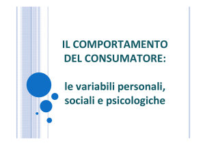 IL COMPORTAMENTO DEL CONSUMATORE: le variabili personali