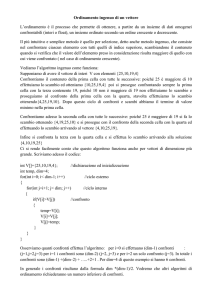 Ordinamento ingenuo di un vettore L`ordinamento è il processo che