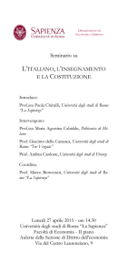 Seminario su L`ITALIANO, L`INSEGNAMENTO E LA COSTITUZIONE
