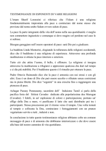 TESTIMONIANZE DI ESPONENTI DI VARIE RELIGIONI