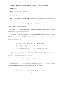 Facolt`a di Scienze Statistiche, Algebra Lineare 1 A, G