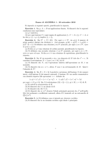 Esame di ALGEBRA 1 - 20 settembre 2010 Si risponda ai seguenti