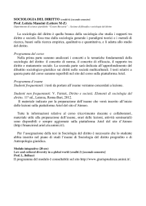 SOCIOLOGIA DEL DIRITTO mz prof. Letizia Mancini