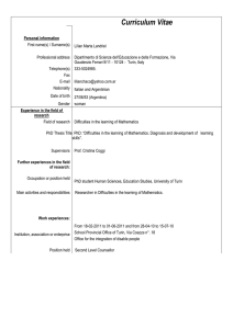 Europass Curriculum Vitae - Scuola di Dottorato in Scienze Umane