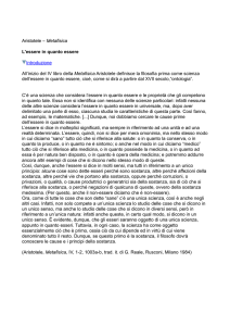 Aristotele – Metafisica L`essere in quanto essere Introduzione All