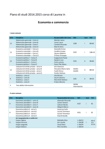 Piano di studi 2014.2015 corso di Laurea in Economia e commercio