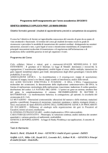 Genetica Generale e Applicata