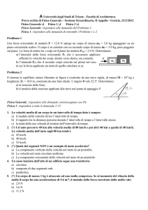 Facoltà di Architettura Prova scritta di Fisica Generale