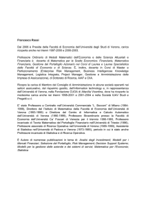Francesco Rossi Dal 2006 è Preside della Facoltà di Economia dell